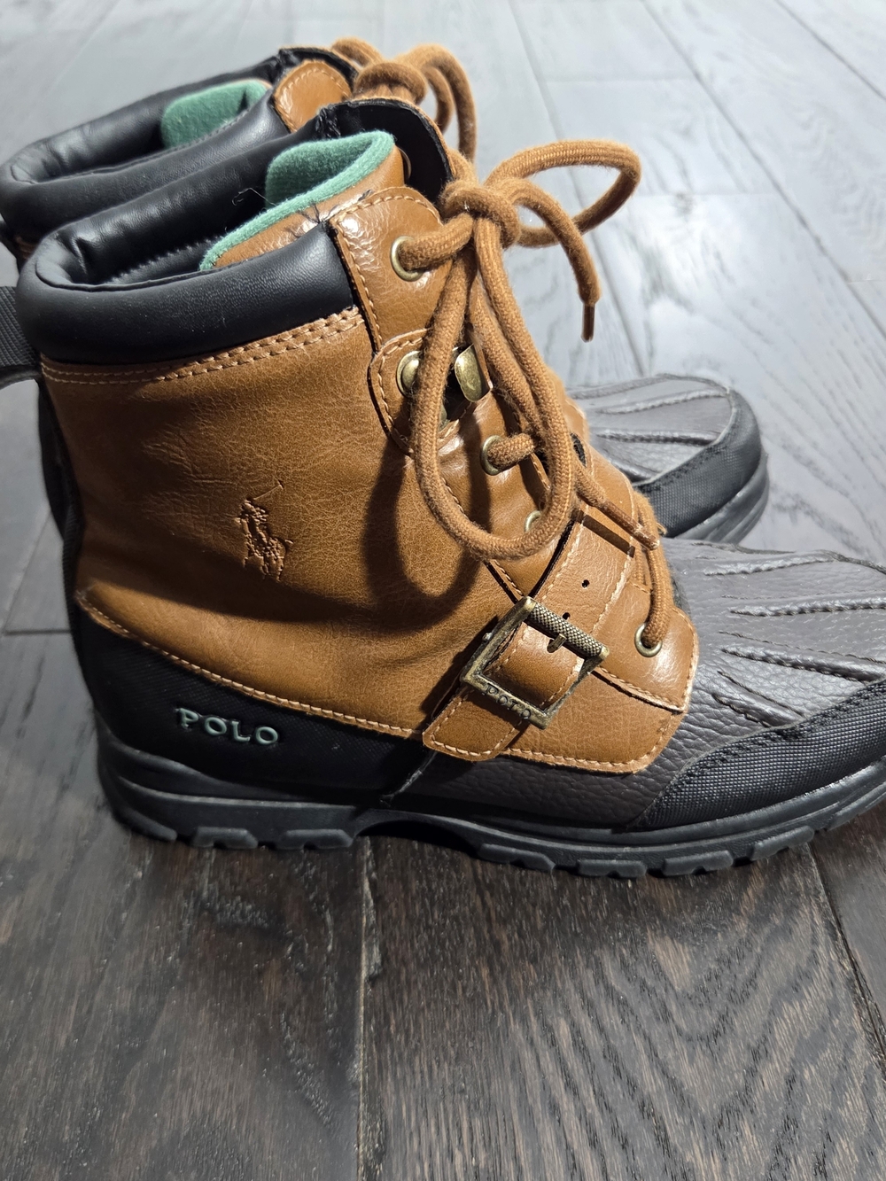 Polo by Ralph Lauren Kids Brown and Black Leather Lace-Up Boots